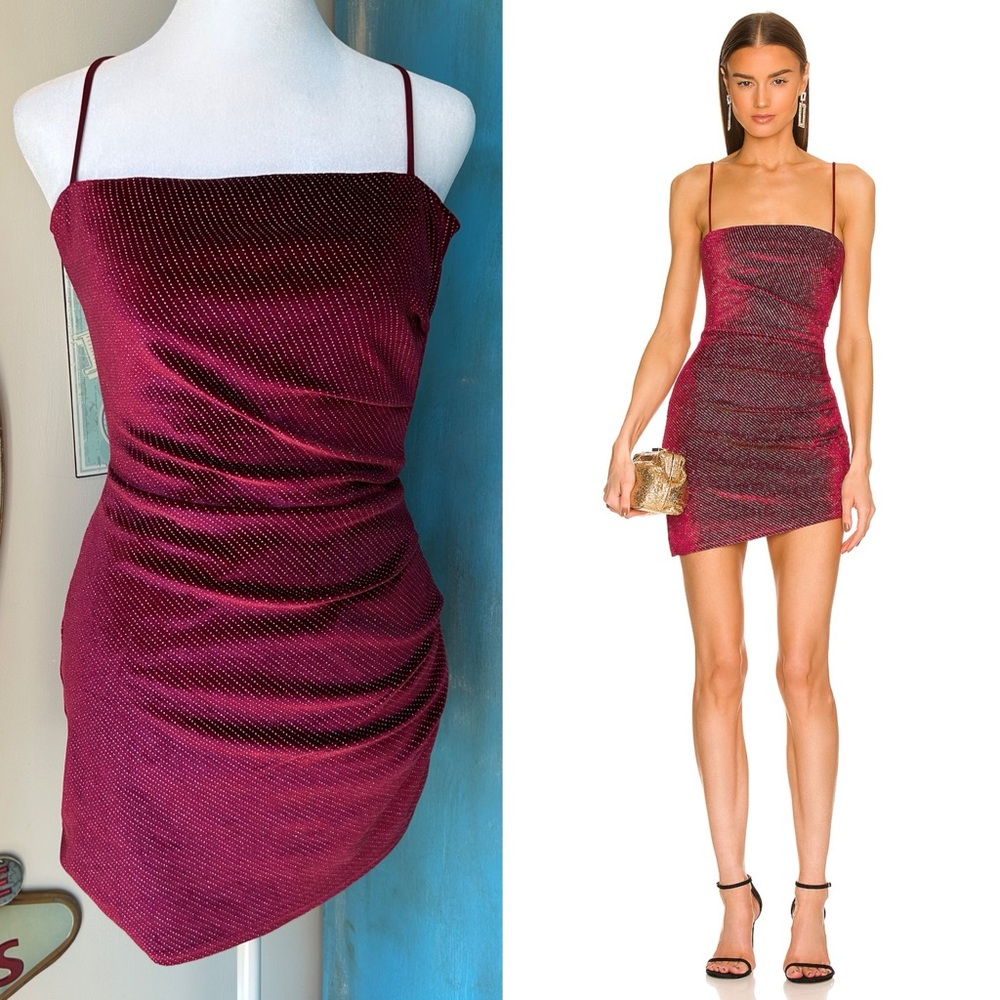 Michael Costello x Revolve Terina Mini Dress in Burgundy Party Evening Cocktail